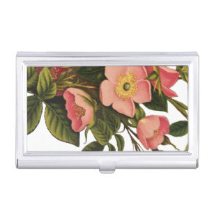 Vintage Roses Beautiful Pink Botanical Business Card Holder
