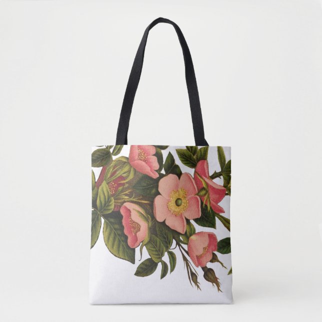 Vintage Roses Beautiful Pink Botanical Tote Bag (Front)