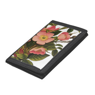 Vintage Roses Beautiful Pink Botanical Tri-fold Wallet