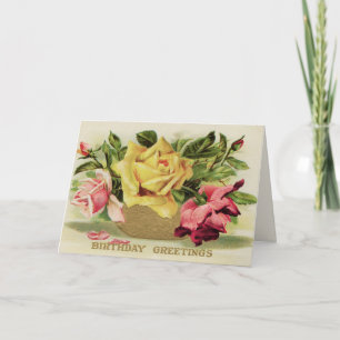 Vintage Roses Birthday Card