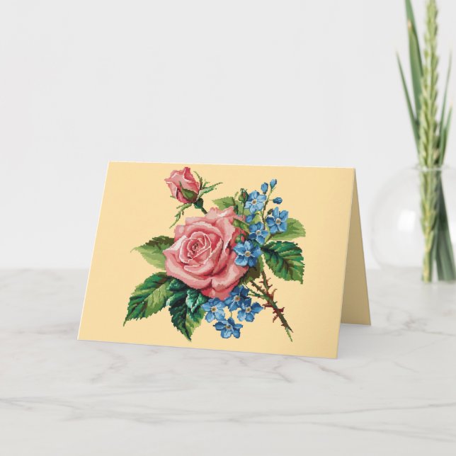 Vintage Roses Birthday Greeting Card (Front)