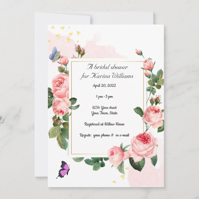 Vintage Roses Bridal Shower Invitation (Front)