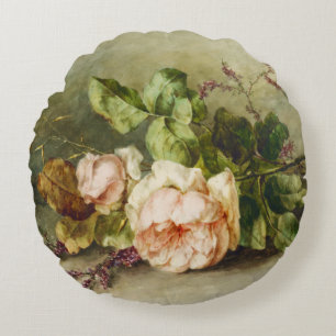 Vintage Roses by Margaretha Roosenboom Round Cushion