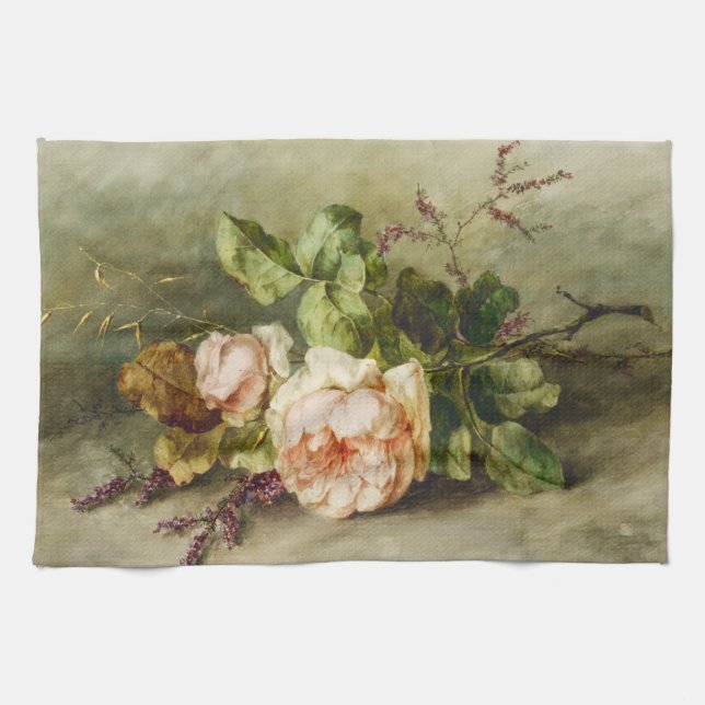 Vintage Roses by Margaretha Roosenboom Tea Towel (Horizontal)