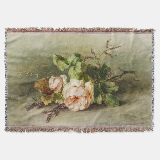 Vintage Roses by Margaretha Roosenboom Throw Blanket (Front)