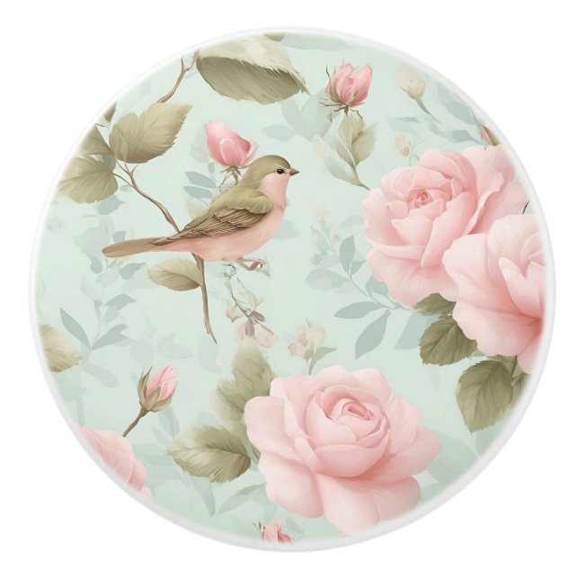 Vintage Roses Ceramic Knob (Front)