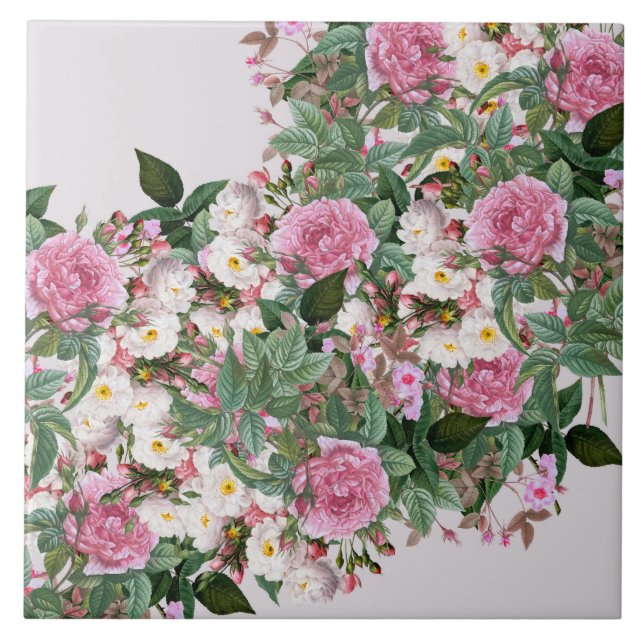 Vintage roses Ceramic Tile (Front)