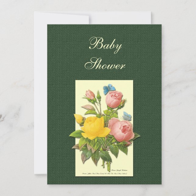 Vintage Roses Custom Baby Shower Invitations (Front)