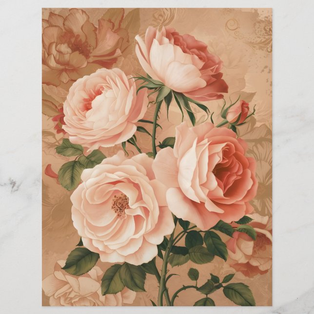 Vintage Roses double sided scrapbook paper (Front)