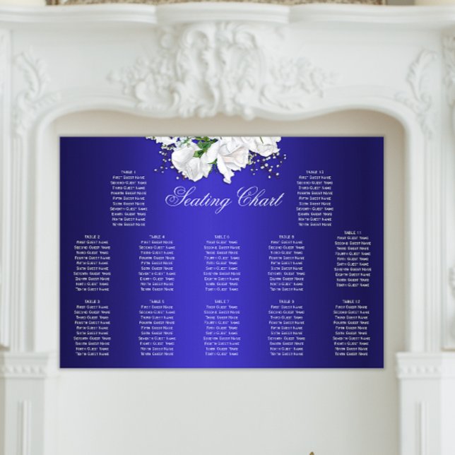 Vintage Roses Elegant Blue Wedding Seating Chart (Creator Uploaded)