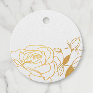 vintage roses elegant script thank you foil favour tags