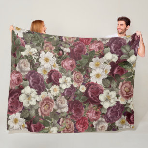 Vintage Roses Fleece Blanket