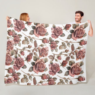 Vintage roses fleece blanket