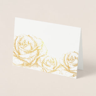 Vintage Roses Floral Gold Decorative Foil Card