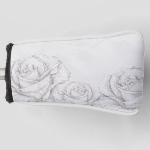 Vintage Roses Floral Grey Decorative Golf Head Cover