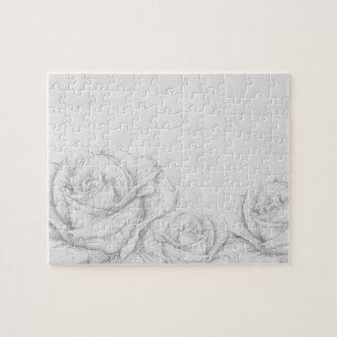 Vintage Roses Floral Grey Decorative Jigsaw Puzzle
