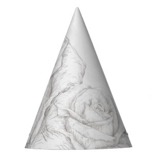 Vintage Roses Floral Grey Decorative Party Hat