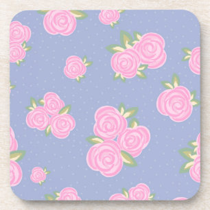 Vintage roses floral pattern coaster