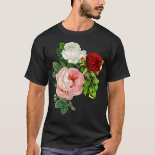 Vintage Roses Flower Floral Illustration Blossom L T-Shirt