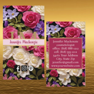Vintage Roses Flowers Gold Pretty Pink Purple Business Card