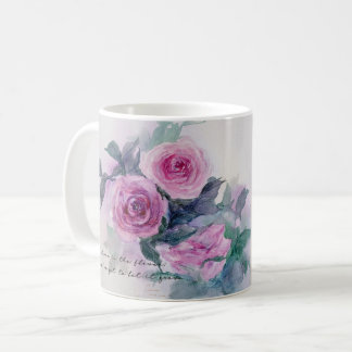 Vintage Roses Flowers Watercolor Art Mug Cup