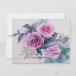 Vintage Roses Flowers Watercolor Invitation Card