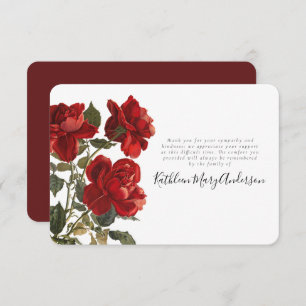 Vintage Roses Funeral Memorial Thank You Card