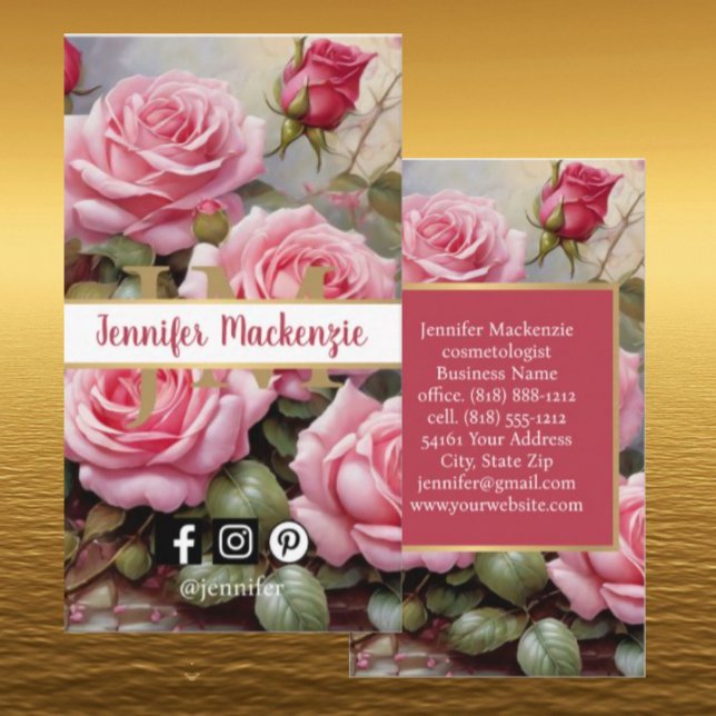 Vintage Roses Gold Pretty Pink  Business Card (Creator Uploaded)