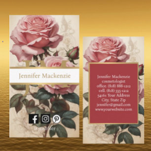 Vintage Roses Gold Pretty Pink  Business Card