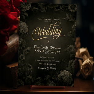 Vintage Roses Gothic Wedding Invitation