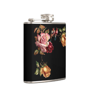 Vintage Roses Hip Flask
