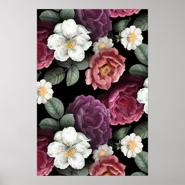 Vintage Roses Illustration Art Poster (Front)