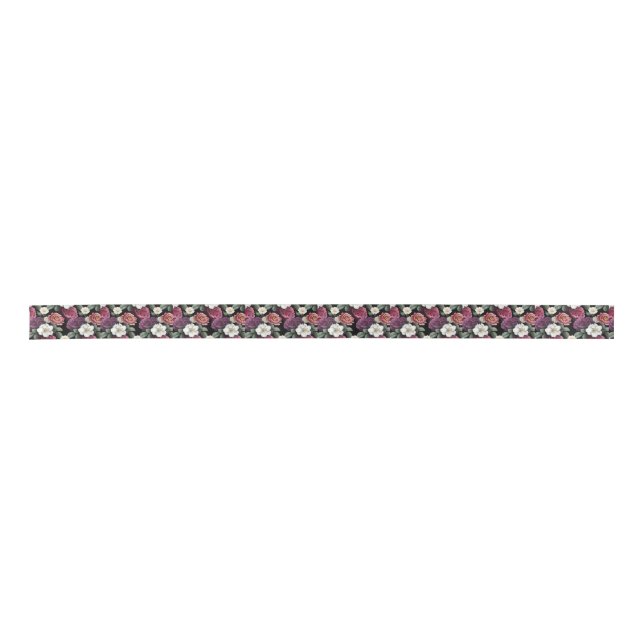 Vintage Roses Illustration Art  Satin Ribbon (Front)