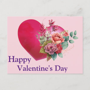 Vintage Roses In A Heart Postcard