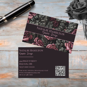 Vintage Roses in Black and Mauve  Business Card