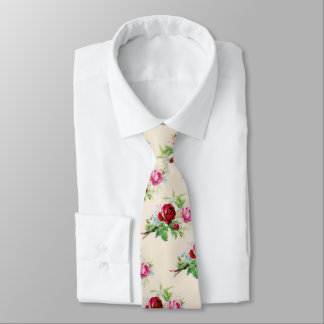 vintage roses in ivory color tie