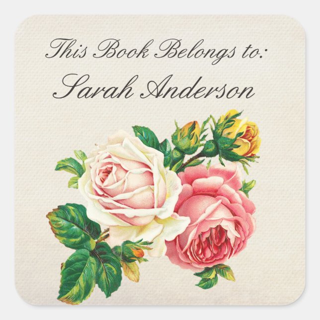 Vintage Roses Ladies Book plate Stickers (Front)