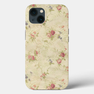 Vintage Roses old distressed fabric pattern iPhone 13 Case
