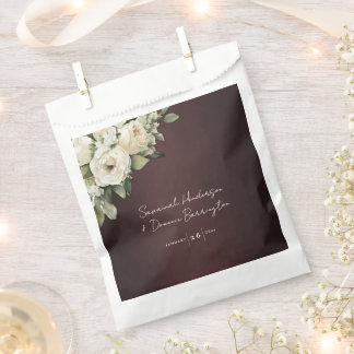 Vintage Roses on Elegant Burgundy Wedding Favour Bags