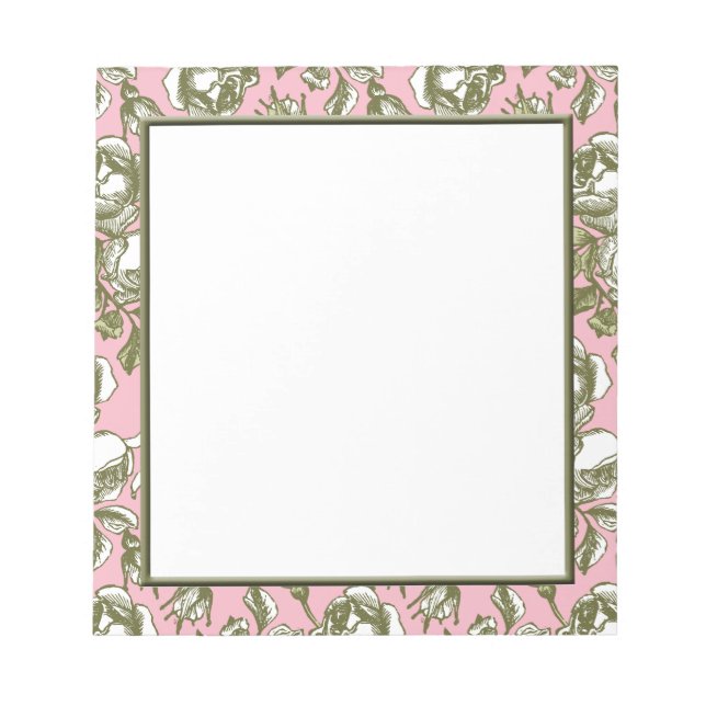 Vintage Roses on Light Pink Floral Notepad (Front)