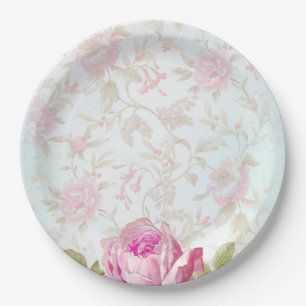 Vintage Roses Paper Plate