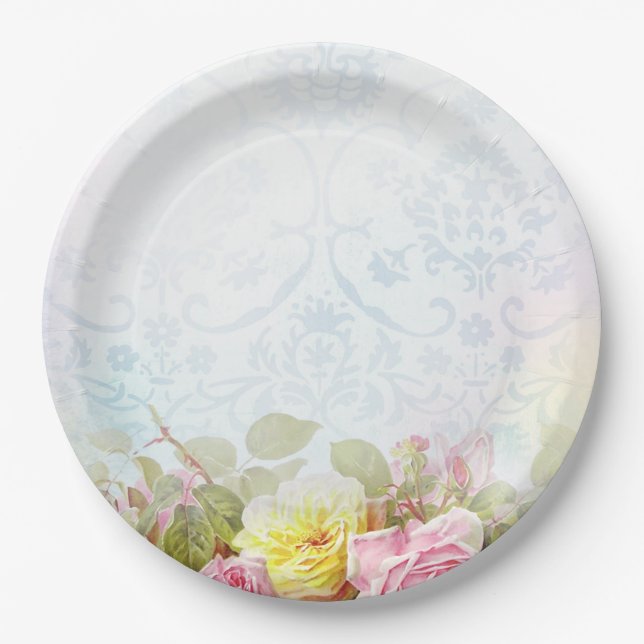 Vintage Roses Paper Plate (Front)