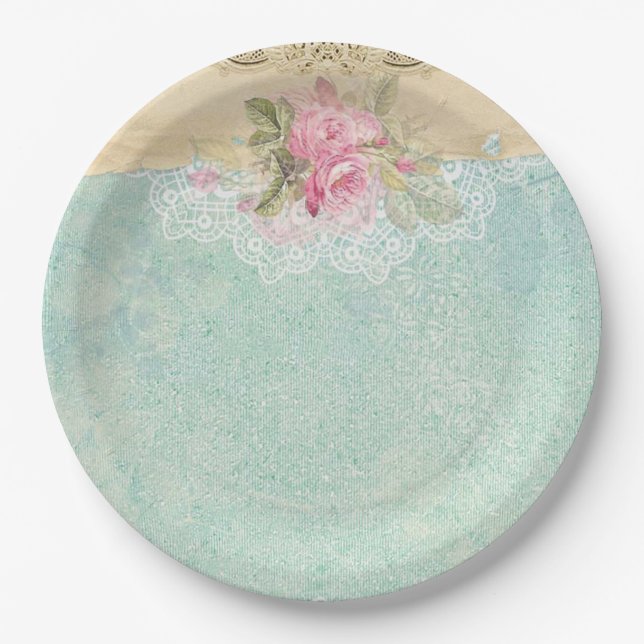 Vintage Roses Paper Plate (Front)
