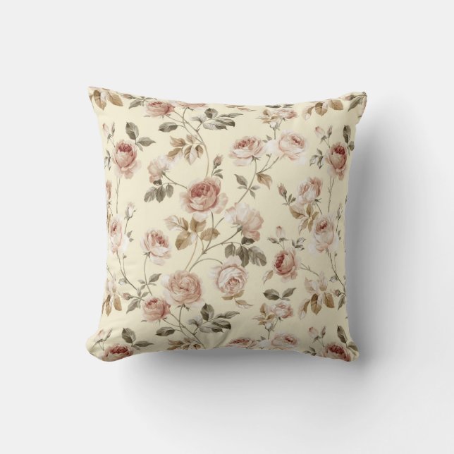 Vintage roses pattern cushion (Front)