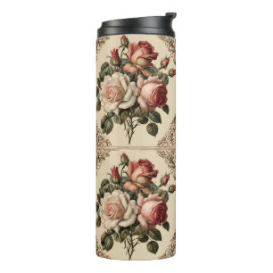 Vintage Roses Patterns Victorian Style Thermal Tumbler