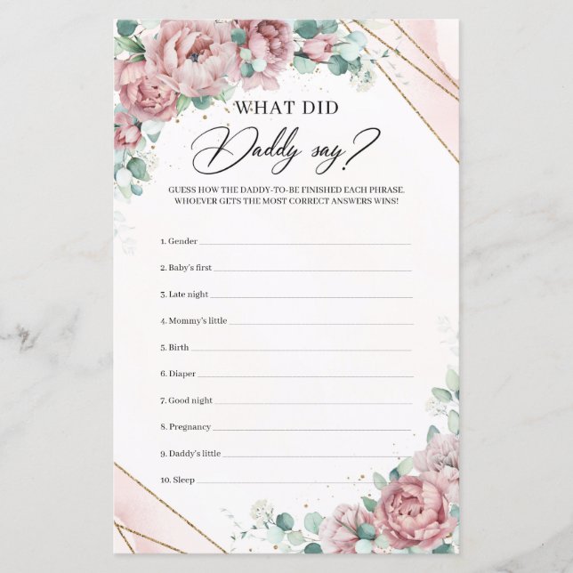 Vintage roses peonies gold What Did Daddy Say (Front)