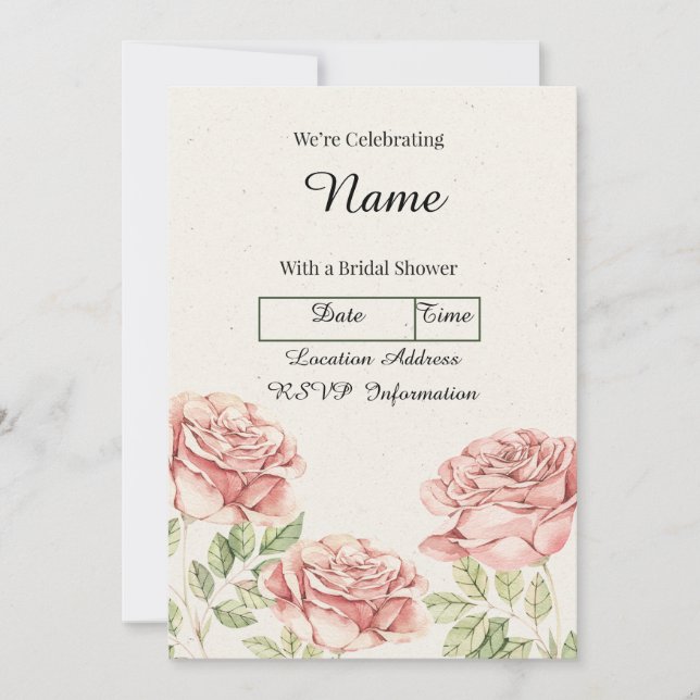 Vintage Roses Personalised  Invitation (Front)