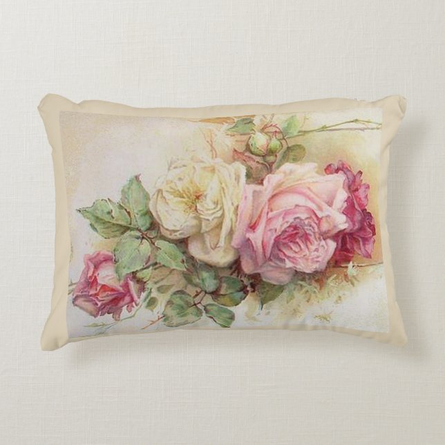 Vintage roses pillow, Vintage roses cushion (Front)