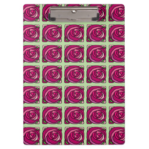 Vintage Roses Pink and Green floral pattern Clipboard
