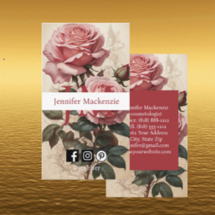 Vintage Roses Pretty Pink  Business Card